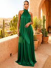 Chiffon A-Line High Neck Pleated Formal Dresses