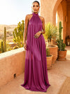 Chiffon A-Line High Neck Pleated Formal Dresses