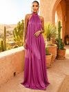 Chiffon A-Line High Neck Pleated Formal Dresses