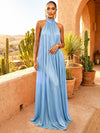 Chiffon A-Line High Neck Pleated Formal Dresses