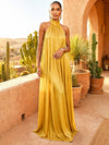 Chiffon A-Line High Neck Pleated Formal Dresses