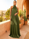 Chiffon A-Line High Neck Pleated Formal Dresses