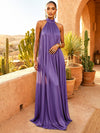 Chiffon A-Line High Neck Pleated Formal Dresses