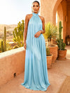 Chiffon A-Line High Neck Pleated Formal Dresses