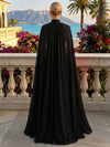 Chiffon A-Line High Neck Formal Tent/ Trapeze Dresses with Long Caps