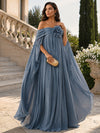 Chiffon Sheath Off Shoulder Formal Tent/ Trapeze Dresses with Sash