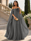 Chiffon Sheath Off Shoulder Formal Tent/ Trapeze Dresses with Sash