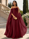 Chiffon Sheath Off Shoulder Formal Tent/ Trapeze Dresses with Sash