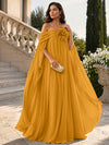 Chiffon Sheath Off Shoulder Formal Tent/ Trapeze Dresses with Sash