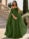 Chiffon Sheath Off Shoulder Formal Tent/ Trapeze Dresses with Sash