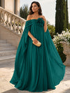 Chiffon Sheath Off Shoulder Formal Tent/ Trapeze Dresses with Sash