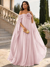 Chiffon Sheath Off Shoulder Formal Tent/ Trapeze Dresses with Sash