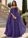 Chiffon Sheath Off Shoulder Formal Tent/ Trapeze Dresses with Sash