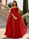 Chiffon Sheath Off Shoulder Formal Tent/ Trapeze Dresses with Sash