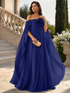 Chiffon Sheath Off Shoulder Formal Tent/ Trapeze Dresses with Sash
