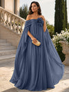 Chiffon Sheath Off Shoulder Formal Tent/ Trapeze Dresses with Sash