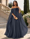 Chiffon Sheath Off Shoulder Formal Tent/ Trapeze Dresses with Sash