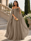 Chiffon Sheath Off Shoulder Formal Tent/ Trapeze Dresses with Sash