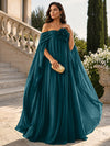 Chiffon Sheath Off Shoulder Formal Tent/ Trapeze Dresses with Sash