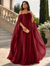 Chiffon Sheath Off Shoulder Formal Tent/ Trapeze Dresses with Sash