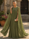 Chiffon Sheath Boat Neck Formal Tent/ Trapeze Dresses with Sash
