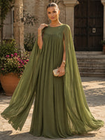 Chiffon Sheath Boat Neck Formal Tent/ Trapeze Dresses with Sash