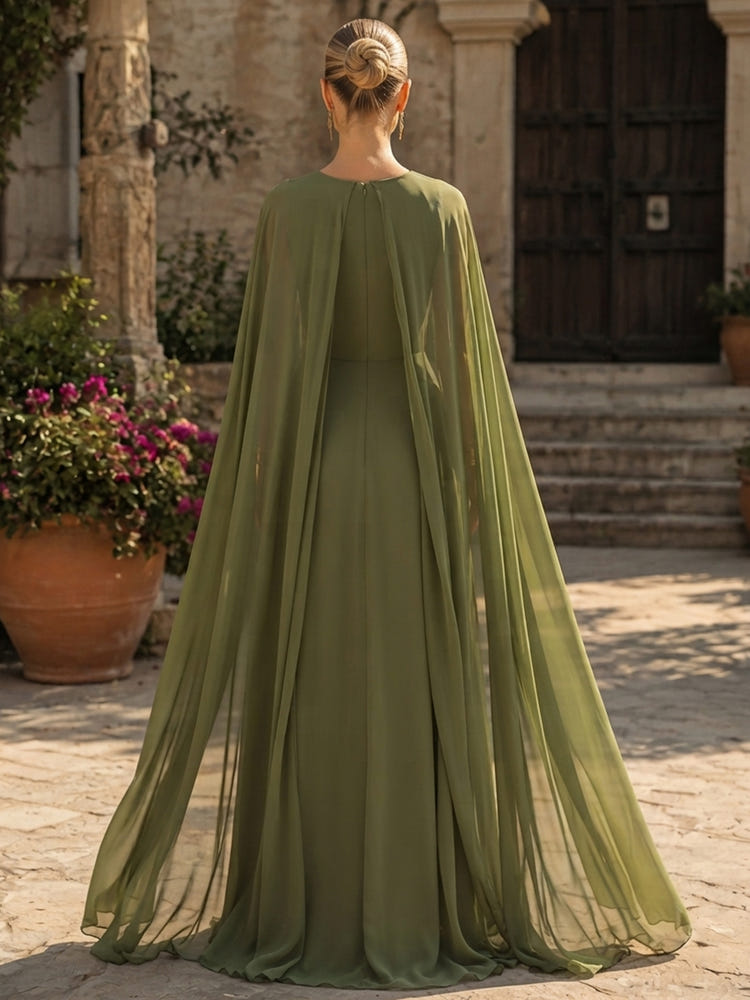 Chiffon Sheath Boat Neck Formal Tent/ Trapeze Dresses with Sash