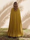 Metallic Foil Chiffon A-Line Strapless Formal Dresses with Caps