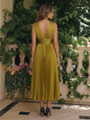 Metallic Foil Chiffon A-Line One Shoulder Formal Dresses with Delicate Pleated