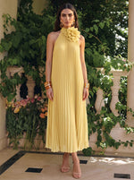 Chiffon A-Line Halter Formal Dresses with 3D Flowers