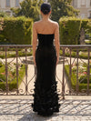 Jersey Mermaid Strapless Formal Dresses with Side Slit