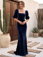 Velvet Mermaid Square Neck Formal Dresses with Empire