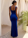 Velvet Mermaid Square Neck Formal Dresses with Corset Bodice