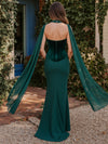 Velvet Mermaid Strapless Formal Dresses with Scarf
