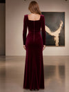 Velvet Mermaid Square Neck Formal Dresses with High‑Waist
