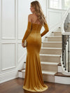 Velvet Mermaid Off Shoulder Formal Dresses with Matching Velvet Long Sleeves