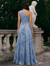 Burnout Velvet A-Line One Shoulder Formal Dresses with Ruffles