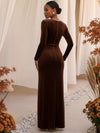 Velvet Sheath Sweetheart Formal Dresses with Side Waist Ruched Shaping Detail