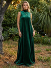 Velvet A-Line High Neck Maxi Dresses Formal Dresses with Full Soft Inner Lining