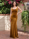 Velvet Sheath U-Neck Maxi Dresses Formal Dresses with Solid‑Color Minimalist Styling