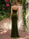 Velvet Mermaid Strapless Maxi Dresses Formal Dresses with Bow