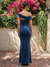Velvet Mermaid Off Shoulder Maxi Dresses Formal Dresses with Chest Cut‑Out