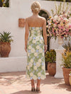 Mesh A-Line Strapless Midi Formal Dresses with 3D Flower Appliques