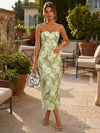 Mesh Sheath Sweetheart Midi Formal Dresses with 3D Flower Appliques