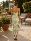 Mesh Sheath Sweetheart Midi Formal Dresses with 3D Flower Appliques