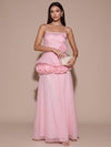 Mesh A-Line Spaghetti Straps Maxi Formal Dresses with 3D Flowers