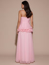 Mesh A-Line Spaghetti Straps Maxi Formal Dresses with 3D Flowers