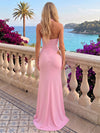 Chiffon Mermaid Halter Maxi Formal Dresses with Side Waist Cut‑Out Paired