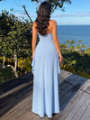 Chiffon Mermaid Halter Maxi Formal Dresses with Ruffles