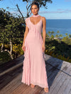 Chiffon A-Line V Neck Maxi Formal Dresses with Ruffles